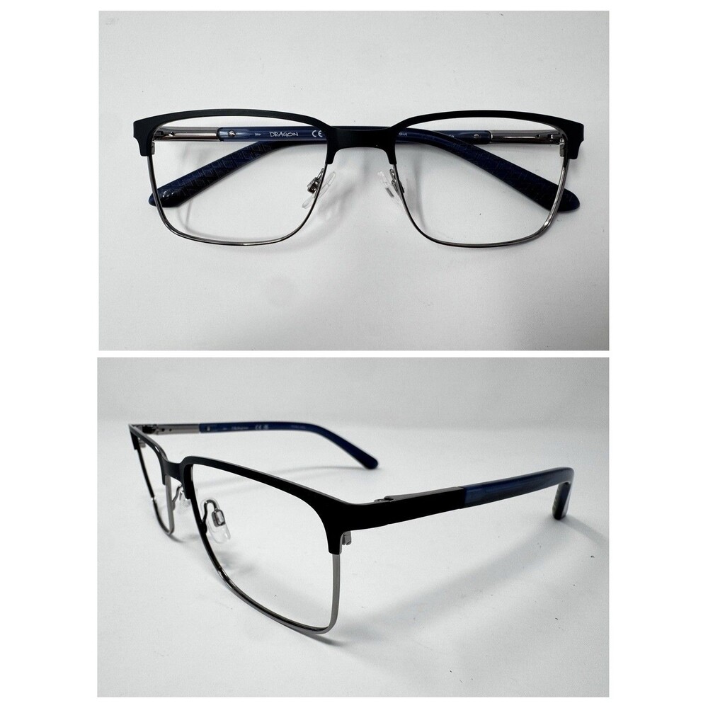 Dragon DR2015 002 Matte Black Silver Blue Eyeglass Frames 57-19-150 Authentic